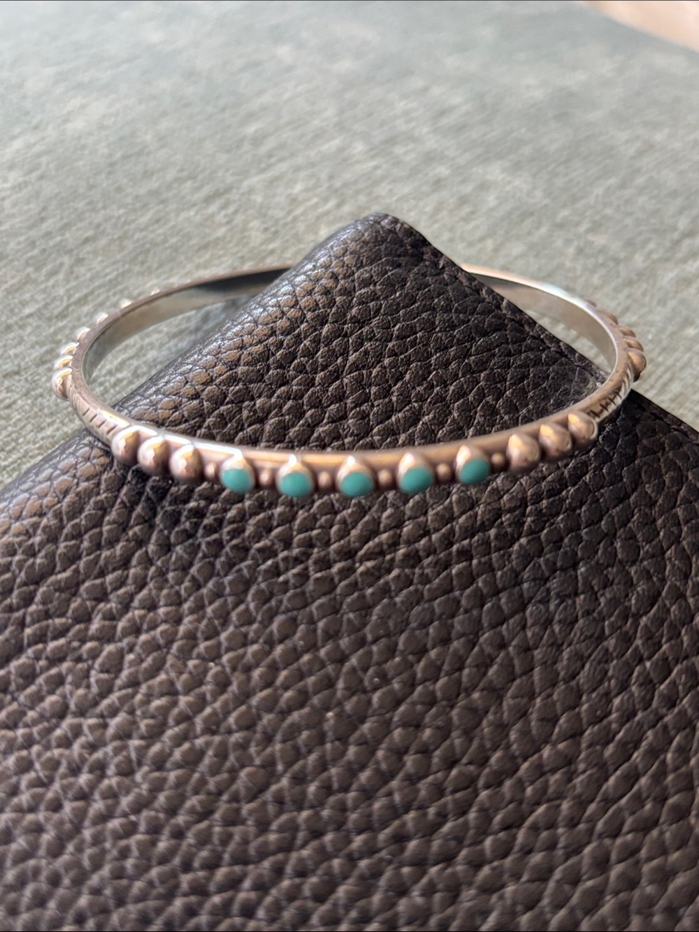 Brighton Silver Bangle with Turquoise Accent Dots